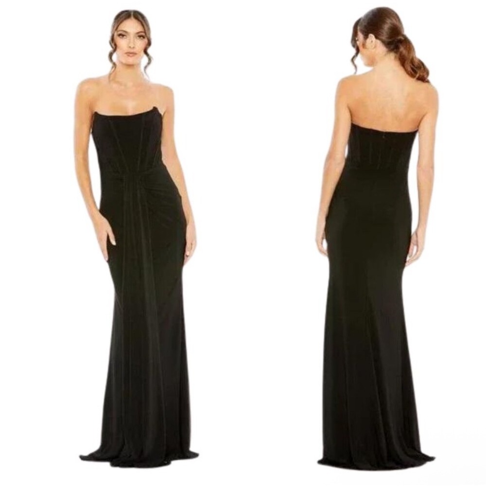 Mac Duggal Black Strapless Maxi Gown